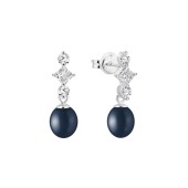 Cercei argint cu perle naturale negre si cristale DiAmanti SK25230E_B-G